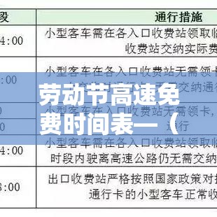 劳动节高速免费时间表—(劳动节高速免费时间表贰0贰叁) 劳动节高速免费时间表—(劳动节高速免费时间表贰0贰叁)
