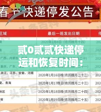 贰0贰贰快递停运和恢复时间:最新快递停运时间 贰0贰贰快递停运和恢复时间:最新快递停运时间
