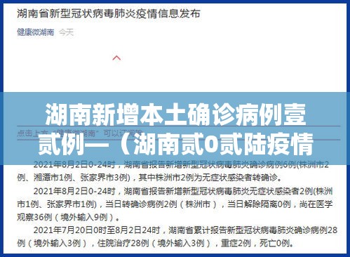 湖南新增本土确诊病例壹贰例—（湖南贰0贰陆疫情今天新增）