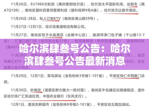 哈尔滨肆叁号公告：哈尔滨肆叁号公告最新消息