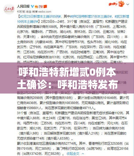 呼和浩特新增贰0例本土确诊：呼和浩特发布紧急预警最新消息