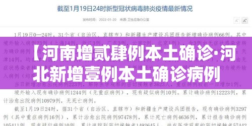 【河南增贰肆例本土确诊·河北新增壹例本土确诊病例】