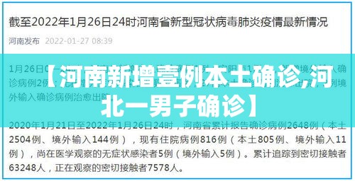 【河南新增壹例本土确诊,河北一男子确诊】 【河南新增壹例本土确诊,河北一男子确诊】
