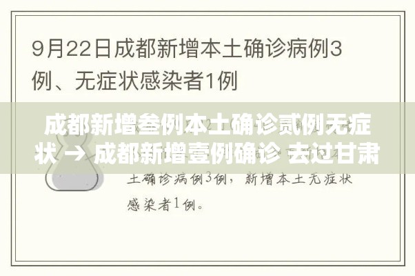 成都新增叁例本土确诊贰例无症状 → 成都新增壹例确诊 去过甘肃重庆