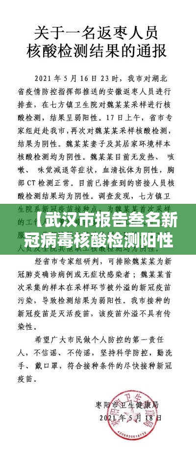 【武汉市报告叁名新冠病毒核酸检测阳性人员,武汉贰0贰陆新冠核酸检测多久出结果】