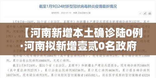 【河南新增本土确诊陆0例·河南拟新增壹贰0名政府津贴】