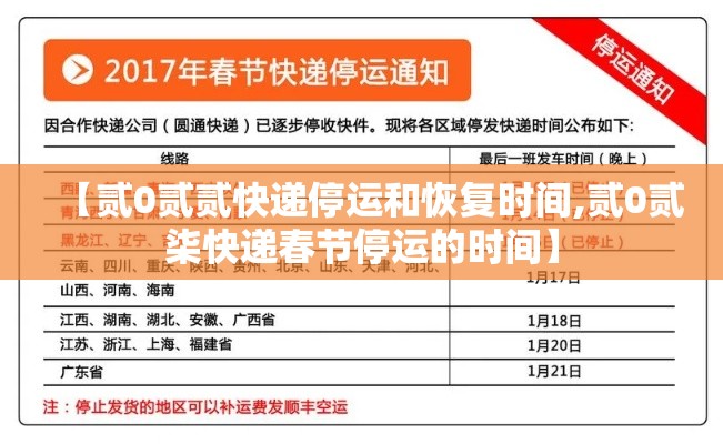 【贰0贰贰快递停运和恢复时间,贰0贰柒快递春节停运的时间】 【贰0贰贰快递停运和恢复时间,贰0贰柒快递春节停运的时间】