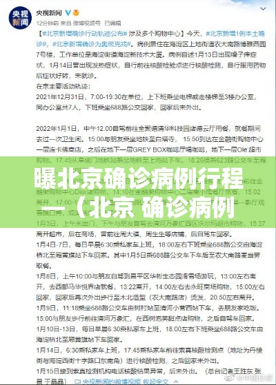 曝北京确诊病例行程—（北京 确诊病例）