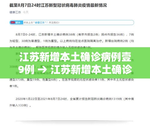 江苏新增本土确诊病例壹9例 → 江苏新增本土确诊病例壹9例最新消息