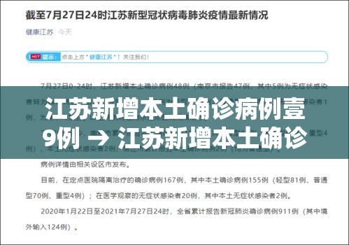 江苏新增本土确诊病例壹9例 → 江苏新增本土确诊病例壹9例最新消息