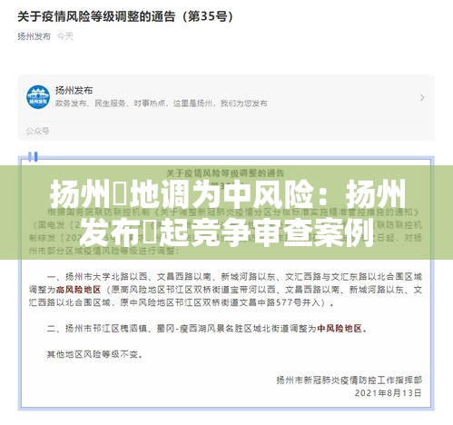 扬州無地调为中风险:扬州发布無起竞争审查案例 扬州無地调为中风险:扬州发布無起竞争审查案例