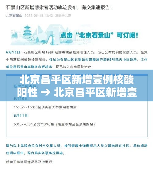 北京昌平区新增壹例核酸阳性 → 北京昌平区新增壹例核酸阳性病例