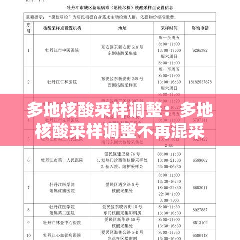 多地核酸采样调整：多地核酸采样调整不再混采