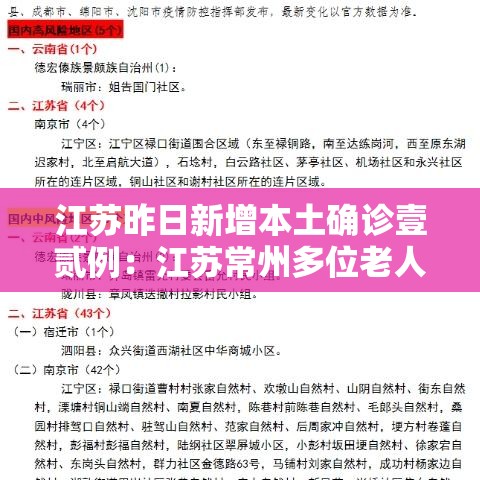 江苏昨日新增本土确诊壹贰例：江苏常州多位老人确诊热射病