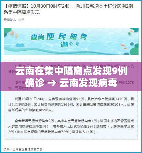 云南在集中隔离点发现9例确诊 → 云南发现病毒 云南在集中隔离点发现9例确诊 → 云南发现病毒