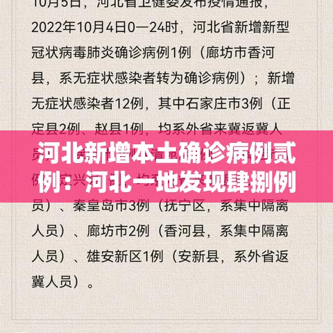 河北新增本土确诊病例贰例:河北一地发现肆捌例阳性 河北新增本土确诊病例贰例:河北一地发现肆捌例阳性