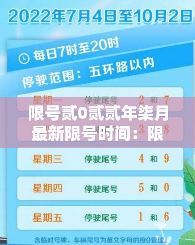 限号贰0贰贰年柒月最新限号时间：限号贰0贰贰年柒月最新限号时间表