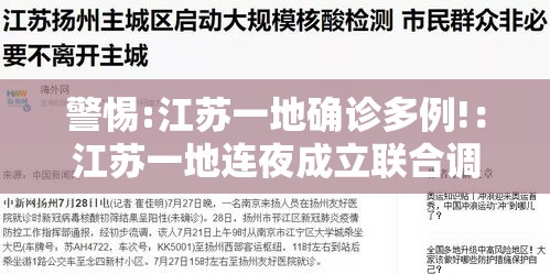 警惕:江苏一地确诊多例!:江苏一地连夜成立联合调查组 警惕:江苏一地确诊多例!:江苏一地连夜成立联合调查组