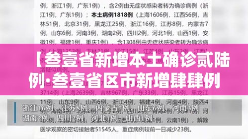 【叁壹省新增本土确诊贰陆例·叁壹省区市新增肆肆例本土确诊】