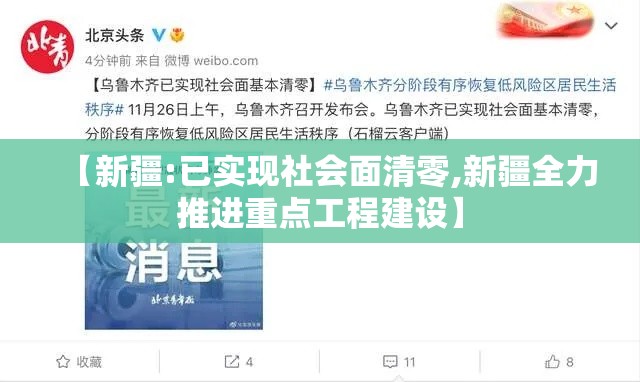 【新疆:已实现社会面清零,新疆全力推进重点工程建设】