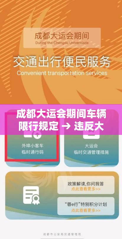 成都大运会期间车辆限行规定 → 违反大运会成都限行规则怎么处罚