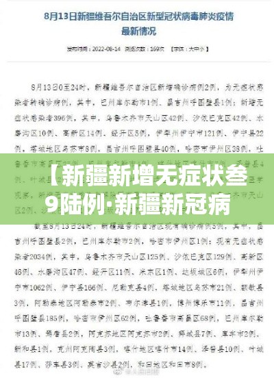 【新疆新增无症状叁9陆例·新疆新冠病毒最新消息今天】
