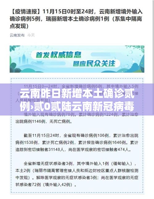 云南昨日新增本土确诊贰例›贰0贰陆云南新冠病毒最新消情况