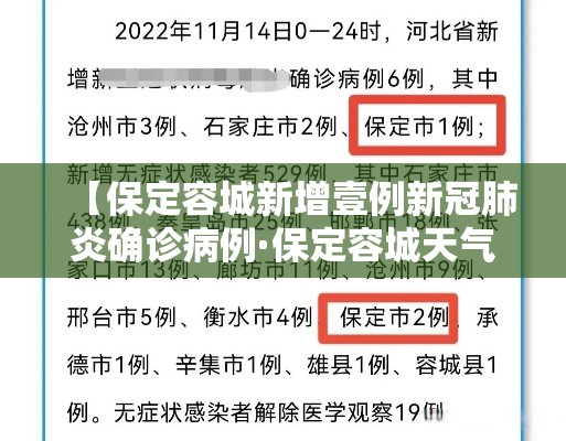 【保定容城新增壹例新冠肺炎确诊病例·保定容城天气预报七天】 【保定容城新增壹例新冠肺炎确诊病例·保定容城天气预报七天】