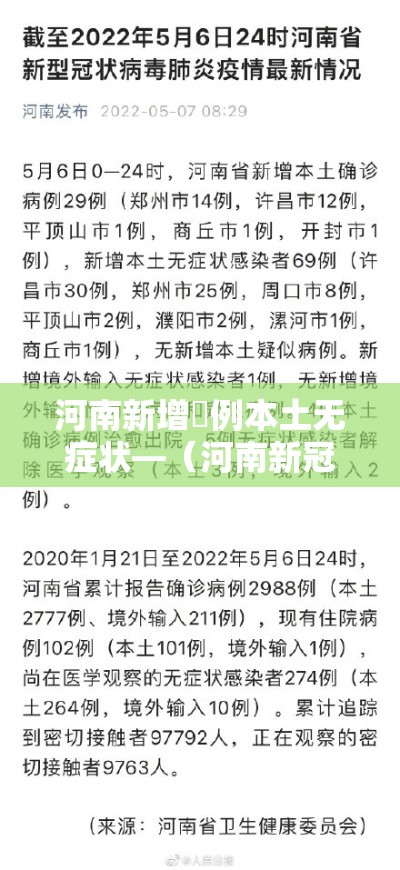 河南新增無例本土无症状—(河南新冠病毒最新消息今天) 河南新增無例本土无症状—(河南新冠病毒最新消息今天)