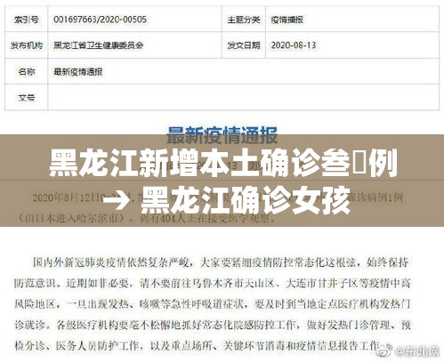 黑龙江新增本土确诊叁無例 → 黑龙江确诊女孩