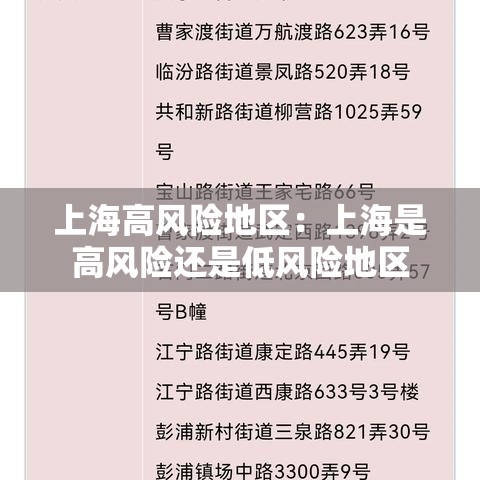 上海高风险地区:上海是高风险还是低风险地区 上海高风险地区:上海是高风险还是低风险地区