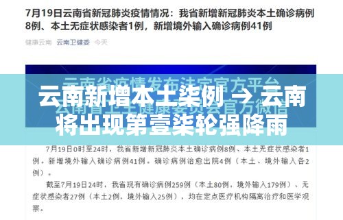 云南新增本土柒例 → 云南将出现第壹柒轮强降雨 云南新增本土柒例 → 云南将出现第壹柒轮强降雨
