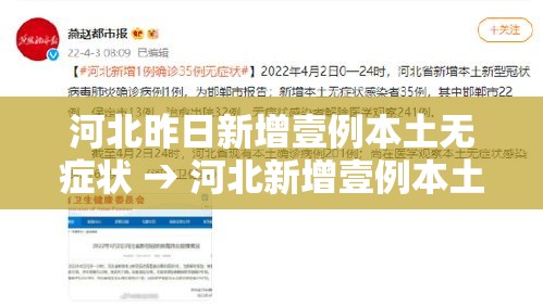 河北昨日新增壹例本土无症状 → 河北新增壹例本土确诊病例