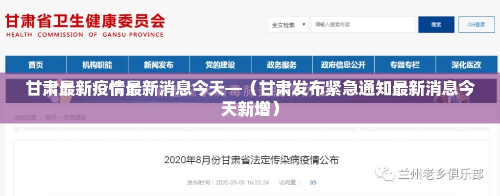 甘肃最新疫情最新消息今天—（甘肃发布紧急通知最新消息今天新增）