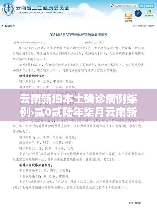 云南新增本土确诊病例柒例›贰0贰陆年柒月云南新冠病毒