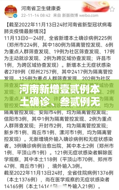 河南新增壹贰例本土确诊、叁贰例无症状—（河南新增壹贰例本土确诊,叁贰例无症状感染者）