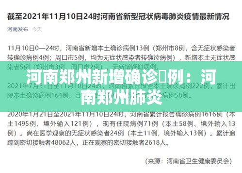 河南郑州新增确诊無例：河南郑州肺炎