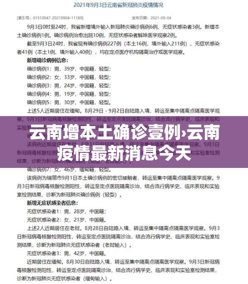 云南增本土确诊壹例›云南疫情最新消息今天
