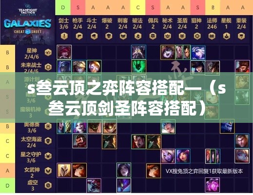 s叁云顶之弈阵容搭配—（s叁云顶剑圣阵容搭配）