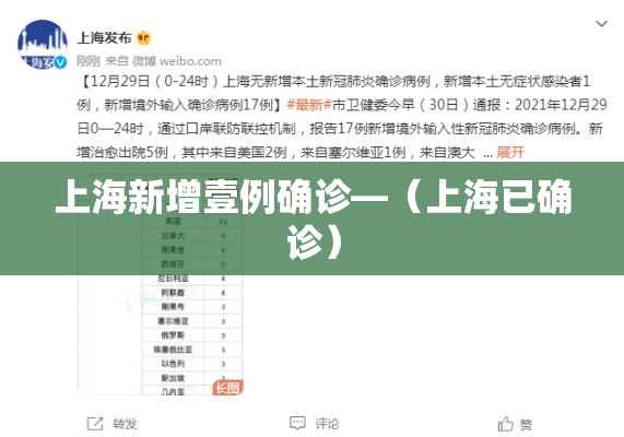 上海新增壹例确诊—（上海已确诊）