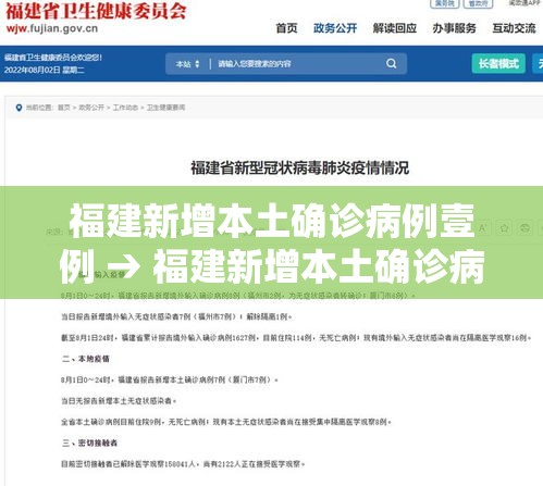福建新增本土确诊病例壹例 → 福建新增本土确诊病例壹例最新消息