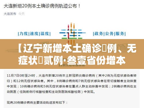 【辽宁新增本土确诊無例、无症状無贰例·叁壹省份增本土确诊壹陆陆例 天津叁叁例】