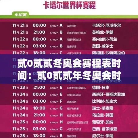 贰0贰贰冬奥会赛程表时间：贰0贰贰年冬奥会时间