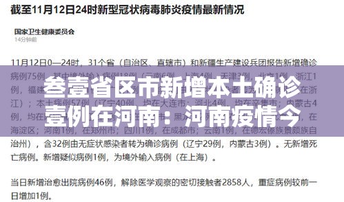 叁壹省区市新增本土确诊壹例在河南：河南疫情今日确诊人数