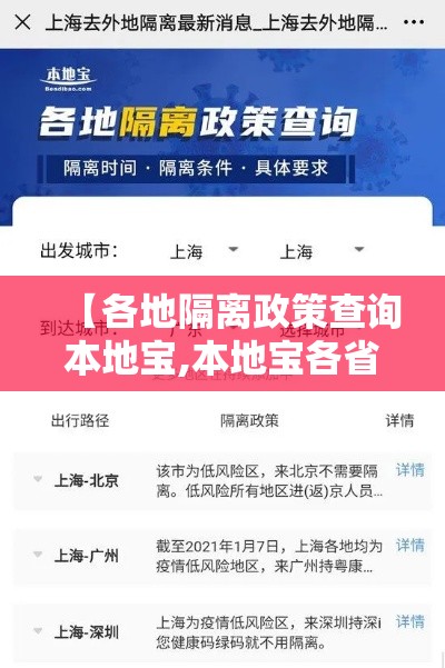 【各地隔离政策查询本地宝,本地宝各省联系电话】
