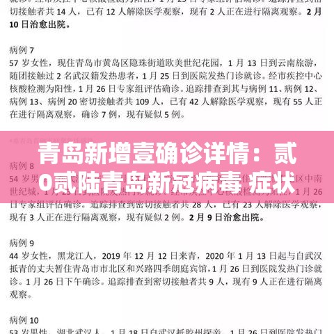 青岛新增壹确诊详情：贰0贰陆青岛新冠病毒 症状