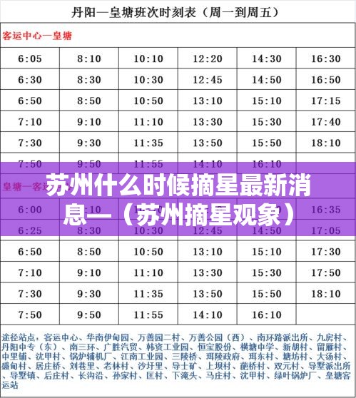 苏州什么时候摘星最新消息—（苏州摘星观象）