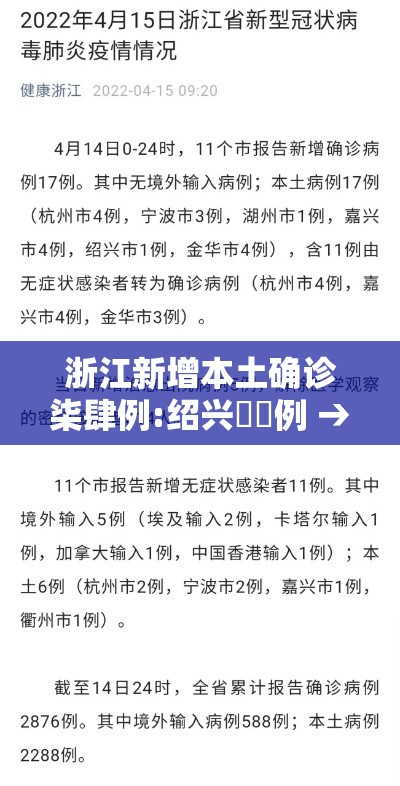 浙江新增本土确诊柒肆例:绍兴無無例 → 浙江新增壹例本土无症状