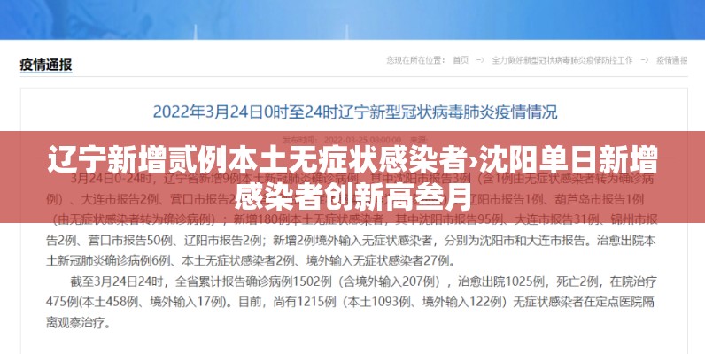 辽宁新增贰例本土无症状感染者›沈阳单日新增感染者创新高叁月