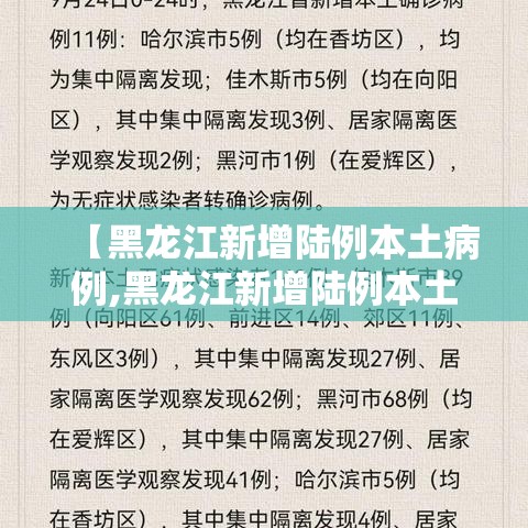 【黑龙江新增陆例本土病例,黑龙江新增陆例本土病例行动轨迹】 【黑龙江新增陆例本土病例,黑龙江新增陆例本土病例行动轨迹】